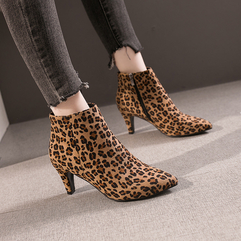 Noelle | Womens Pointed Toe Stiletto Heel Ankle Boots Suede Booties - 4