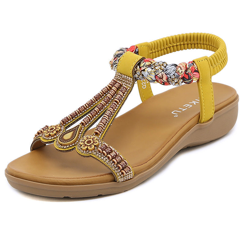 Noemi | Womens Elastic Band Lightweight Black Sandals - 2