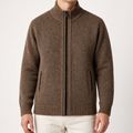 Nolan | Mens Zip Up Knitted Cardigan Jumper Sweater Cardigan, Brown