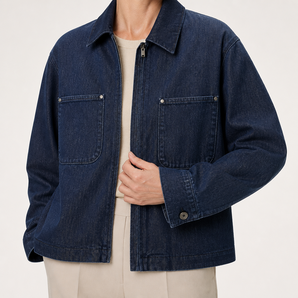 Nora | Womens Cropped Corduroy Collar Zip Work Jacket, Olive