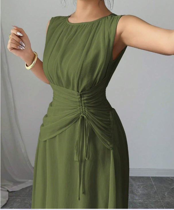 Odette | A Line Chiffon Maxi Wedding Guest Summer Dresses - Army Green