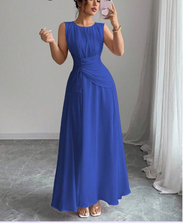 Odette | A Line Chiffon Maxi Wedding Guest Summer Dresses - Blue
