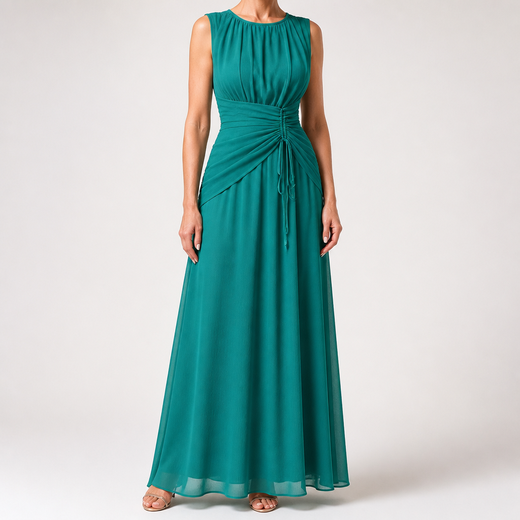 Odette | A Line Chiffon Maxi Wedding Guest Summer Dresses, Green