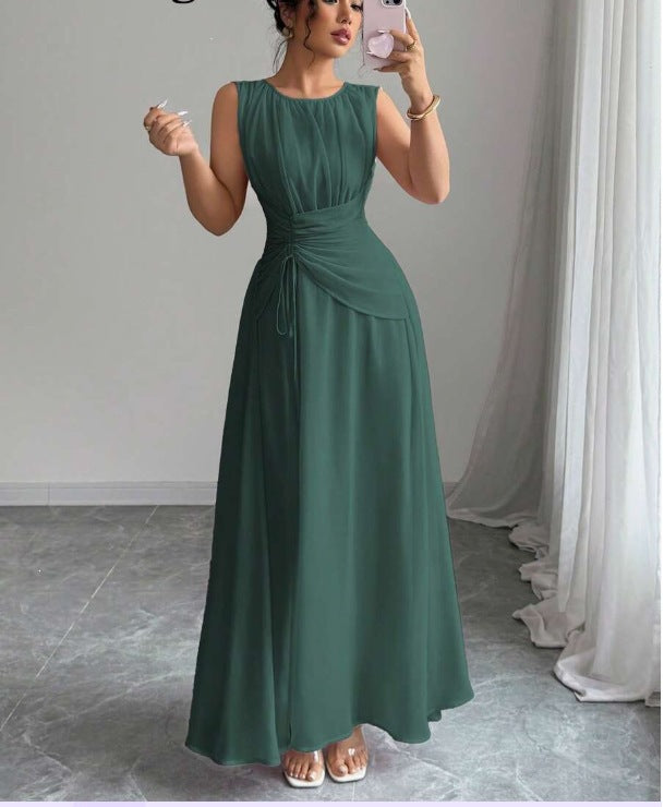 Odette | A Line Chiffon Maxi Wedding Guest Summer Dresses - Green