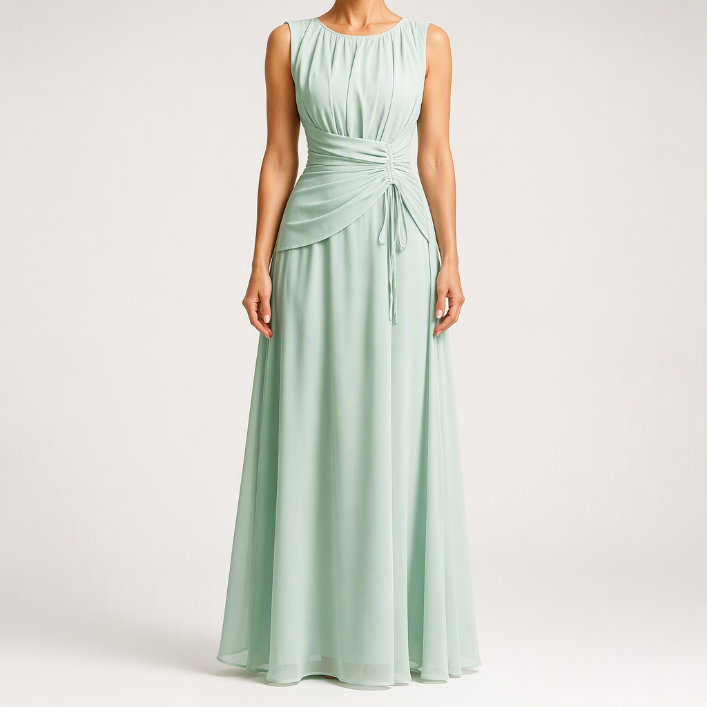 Odette | A Line Chiffon Maxi Wedding Guest Summer Dresses, Light Green