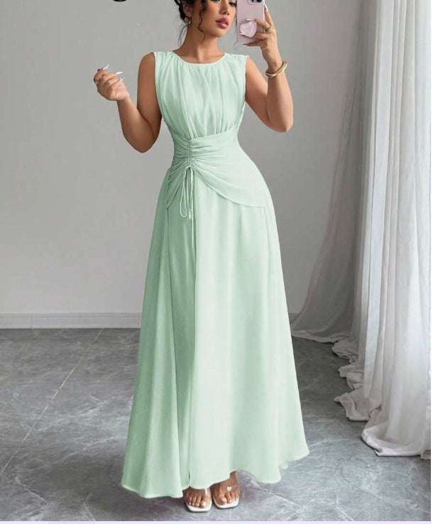 Odette | A Line Chiffon Maxi Wedding Guest Summer Dresses - Light Green