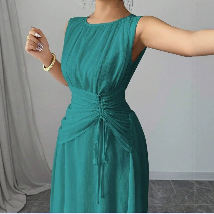 Odette | A Line Chiffon Maxi Wedding Guest Summer Dresses - Ocean Green