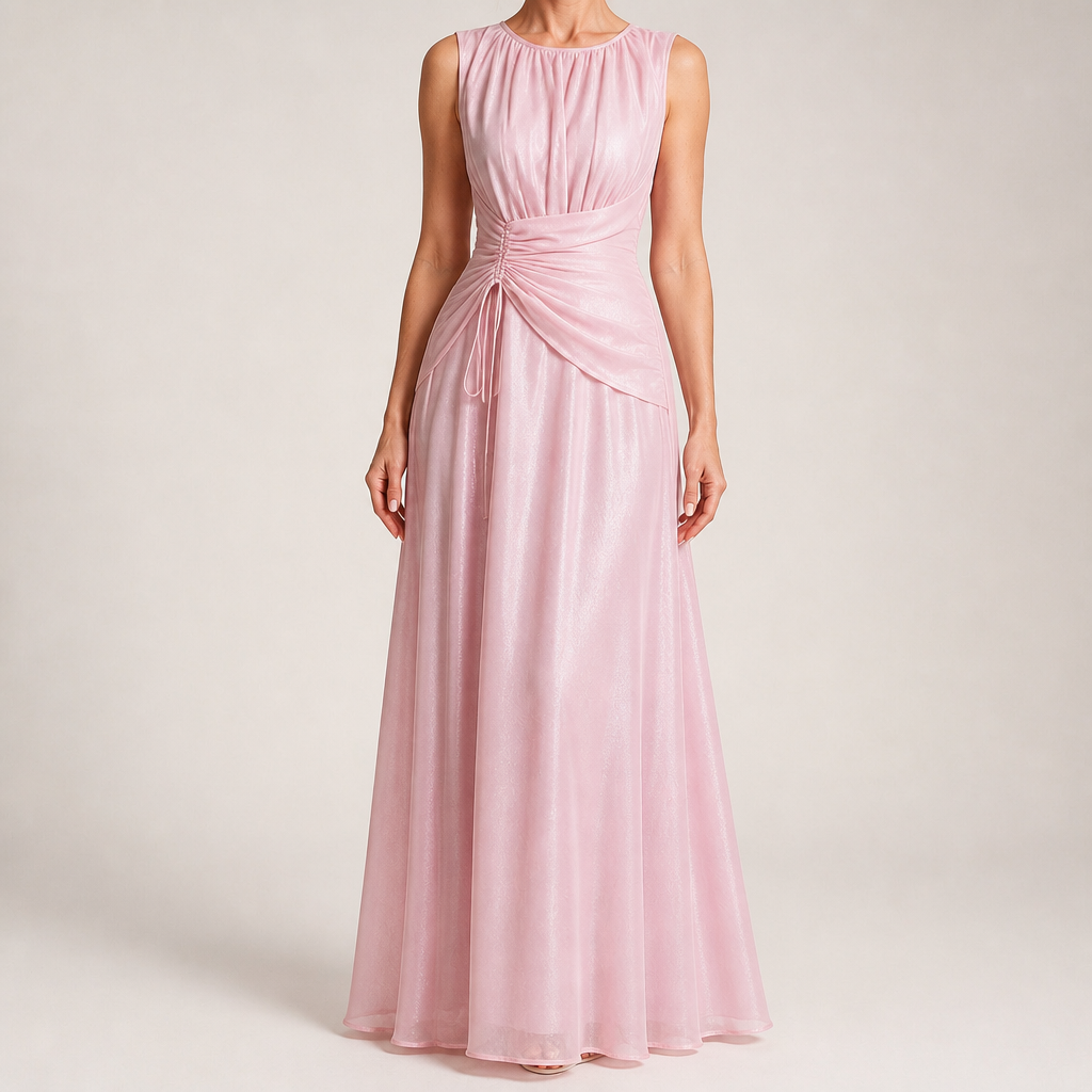 Odette | A Line Chiffon Maxi Wedding Guest Summer Dresses, Pink