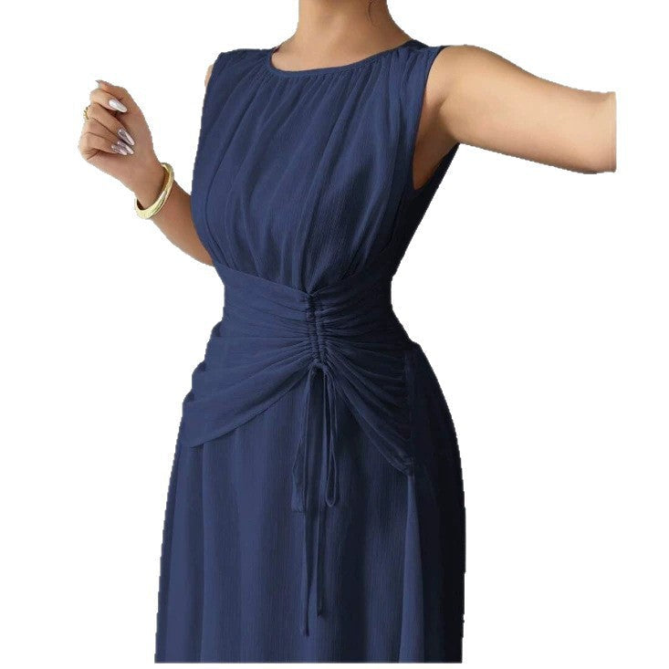 Odette | A Line Chiffon Maxi Wedding Guest Summer Dresses - Sea Blue