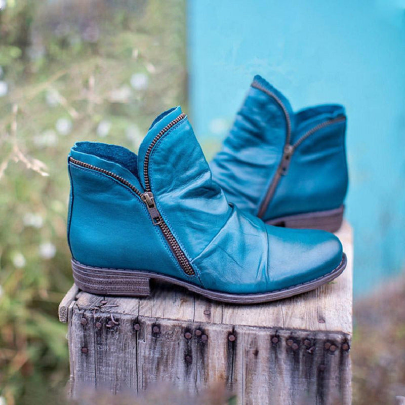 Odette | Womens Block Heel Zip Ankle Boots Combat Platform Booties - 1