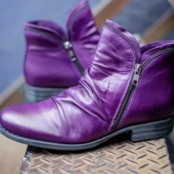 Odette | Womens Block Heel Zip Ankle Boots Combat Platform Booties - 3