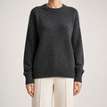 Odette | Womens Loose Round Neck Knitted Jumper Pullover Sweater, Dark Grey