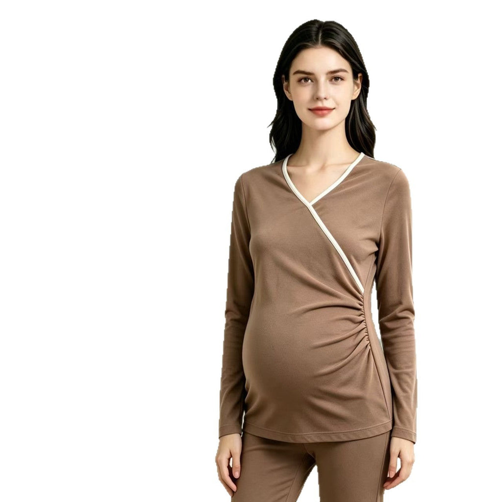 Odette | Womens Maternity Nursing Cotton Long Sleeve Loungewear Set - 5