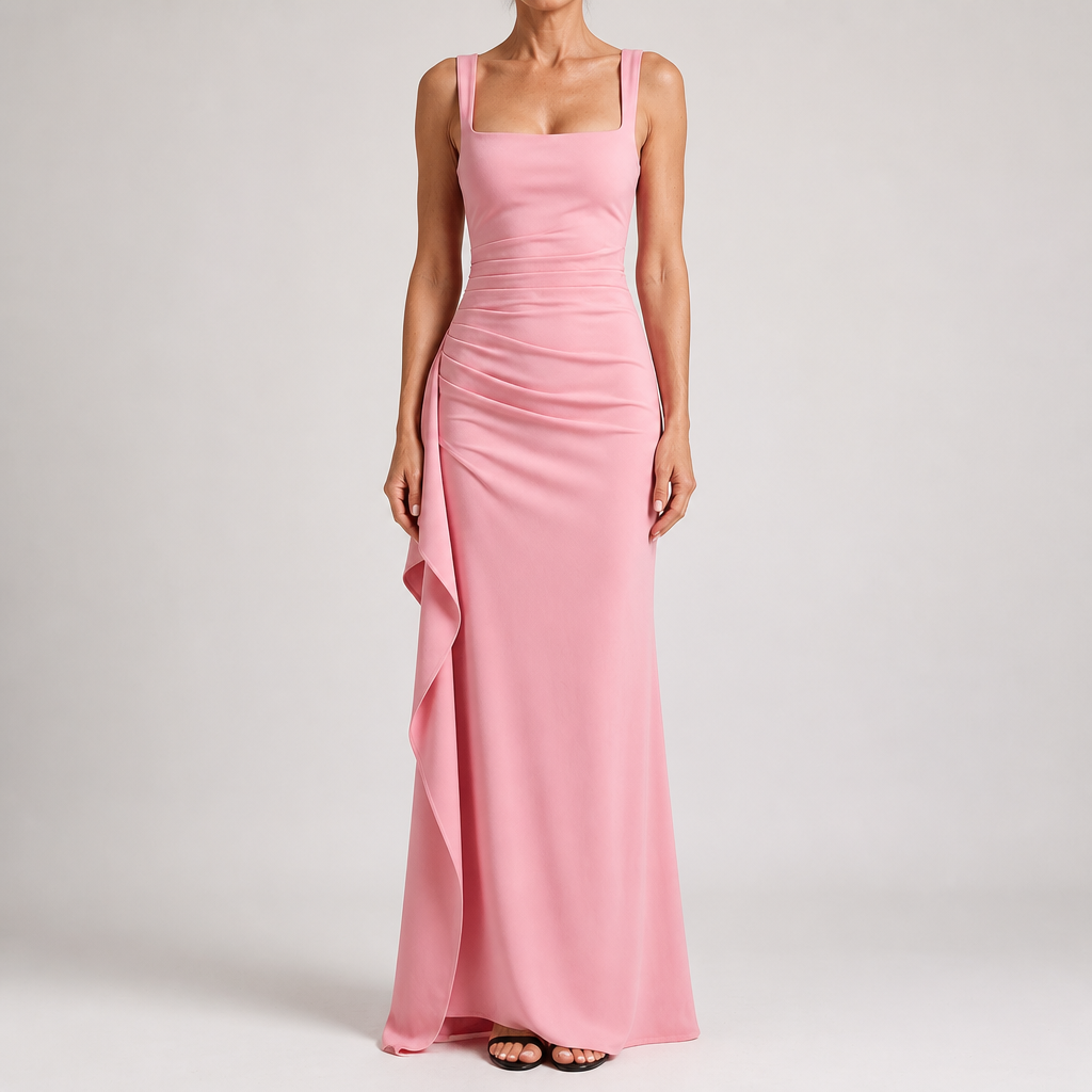 Ondine | Womens Wedding Guest Maxi Strapless Backless High Slit Dresses, Pink