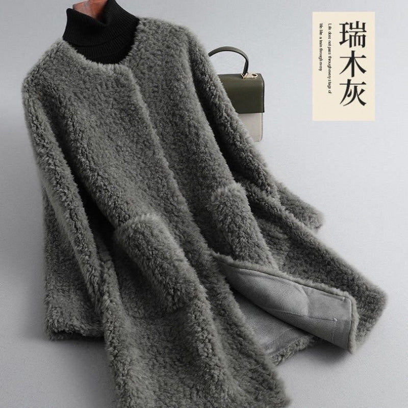 Ophelia | Womens Faux Fur Longline Coat - Grey