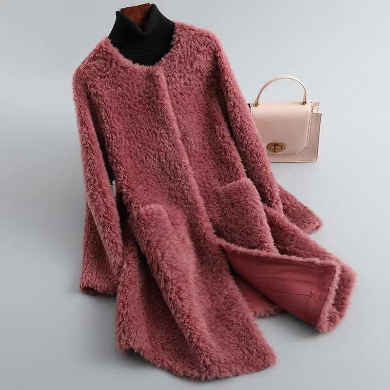 Ophelia | Womens Faux Fur Longline Coat - Purple