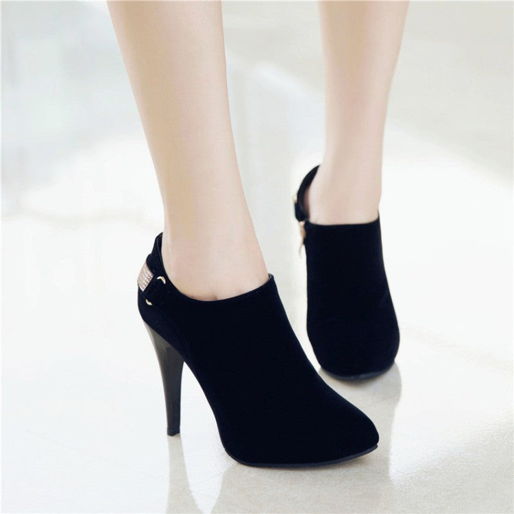 Ophelia | Womens Rhinestone Suede Pointed Toe High Heels Shoes - 1