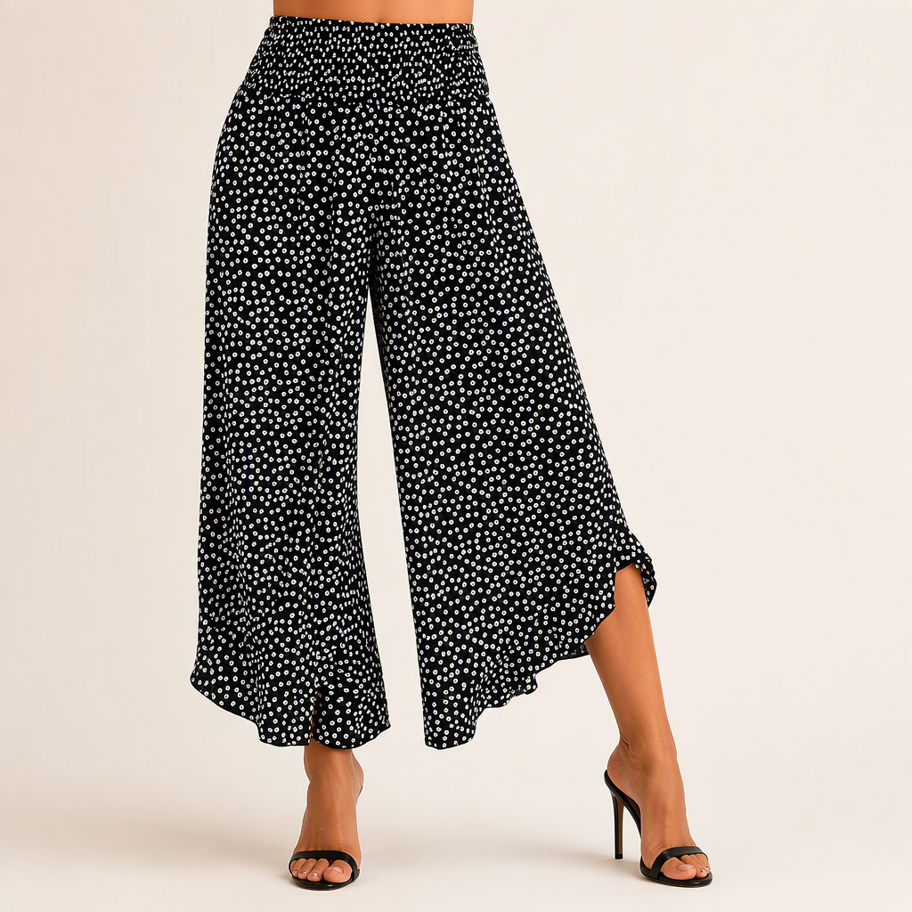Orla | Womens High Waisted Wide Leg Straight Trousers Pants, Black