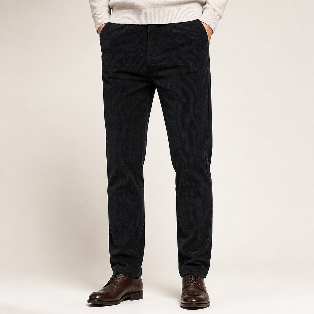 Orson | Mens Slim Fit Straight Leg Business Casual Trousers, Black 2
