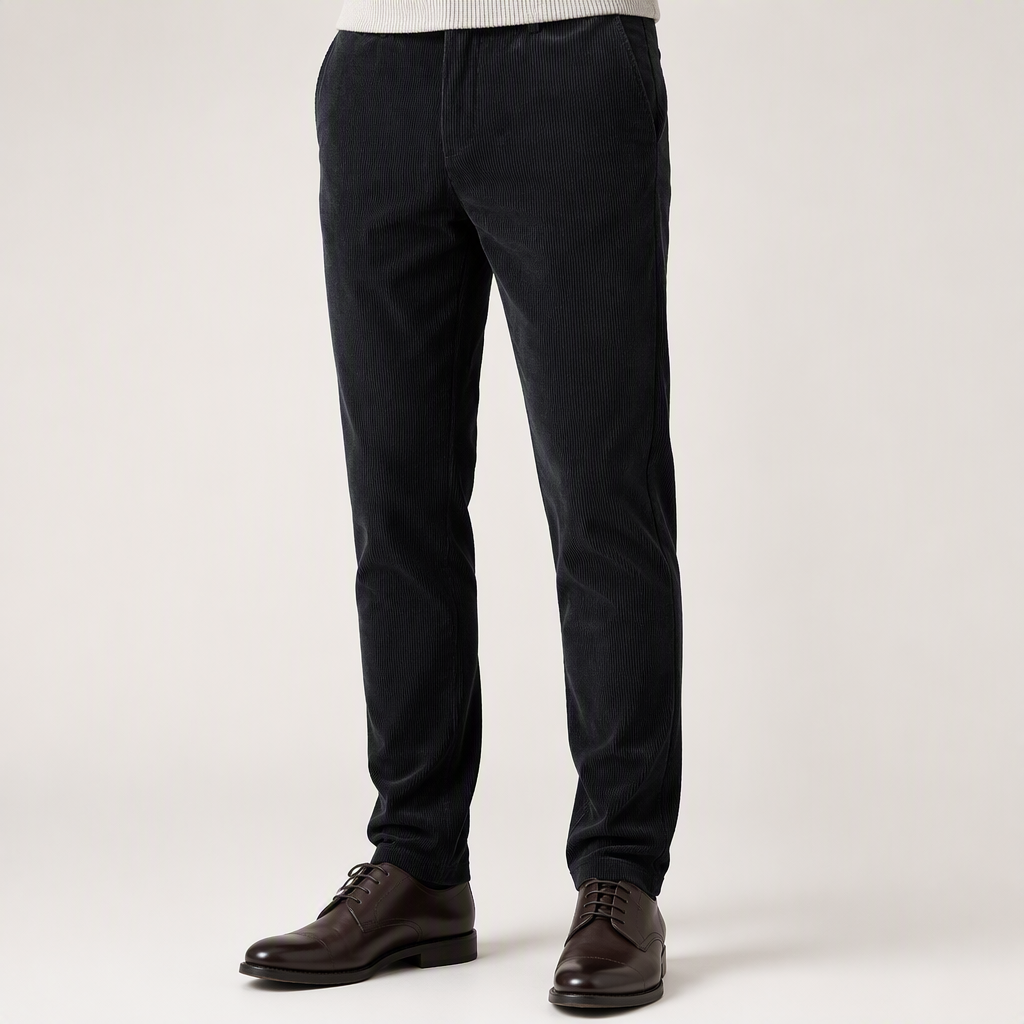 Orson | Mens Slim Fit Straight Leg Business Casual Trousers, Black 4
