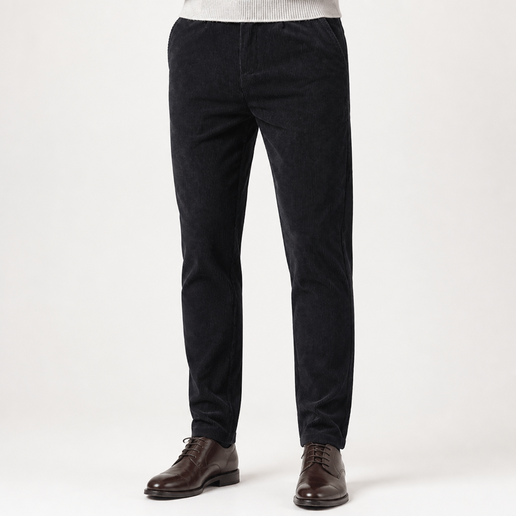 Orson | Mens Slim Fit Straight Leg Business Casual Trousers, Black