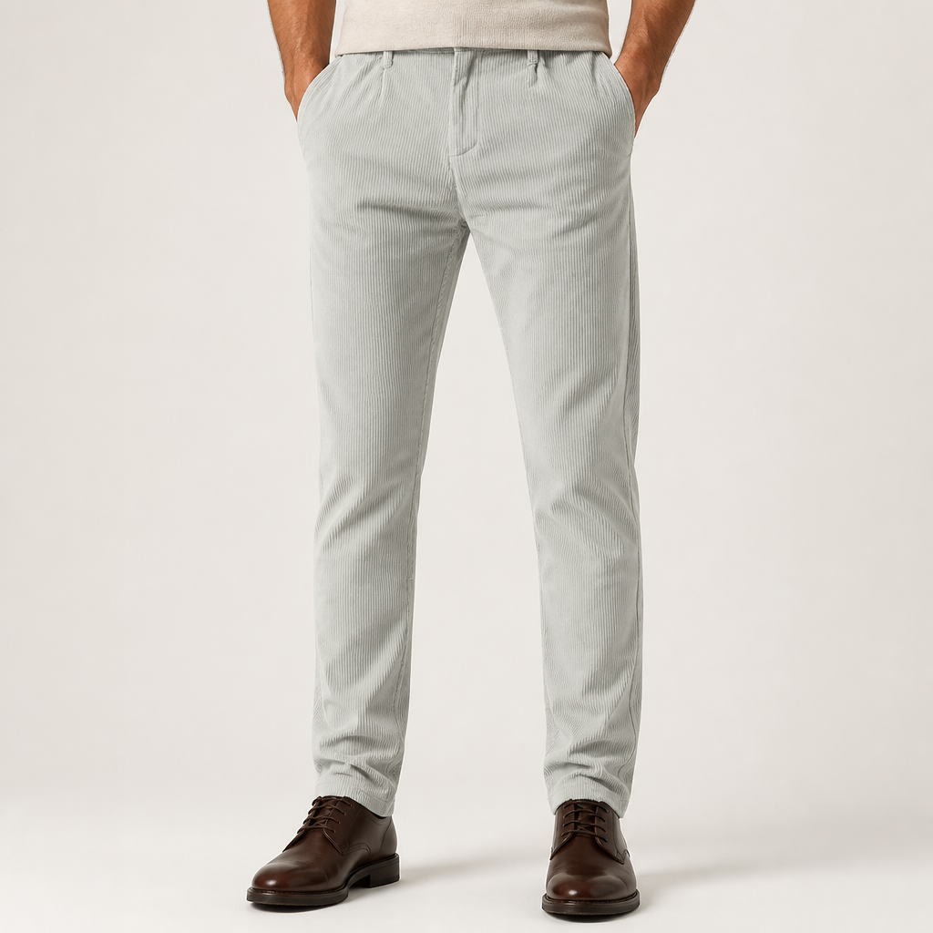 Orson | Mens Slim Fit Straight Leg Business Casual Trousers, Cream