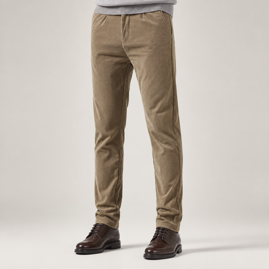 Orson | Mens Slim Fit Straight Leg Business Casual Trousers, Khaki 2