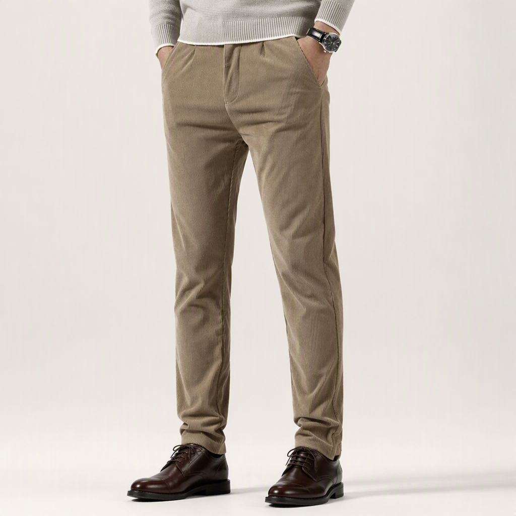 Orson | Mens Slim Fit Straight Leg Business Casual Trousers, Khaki