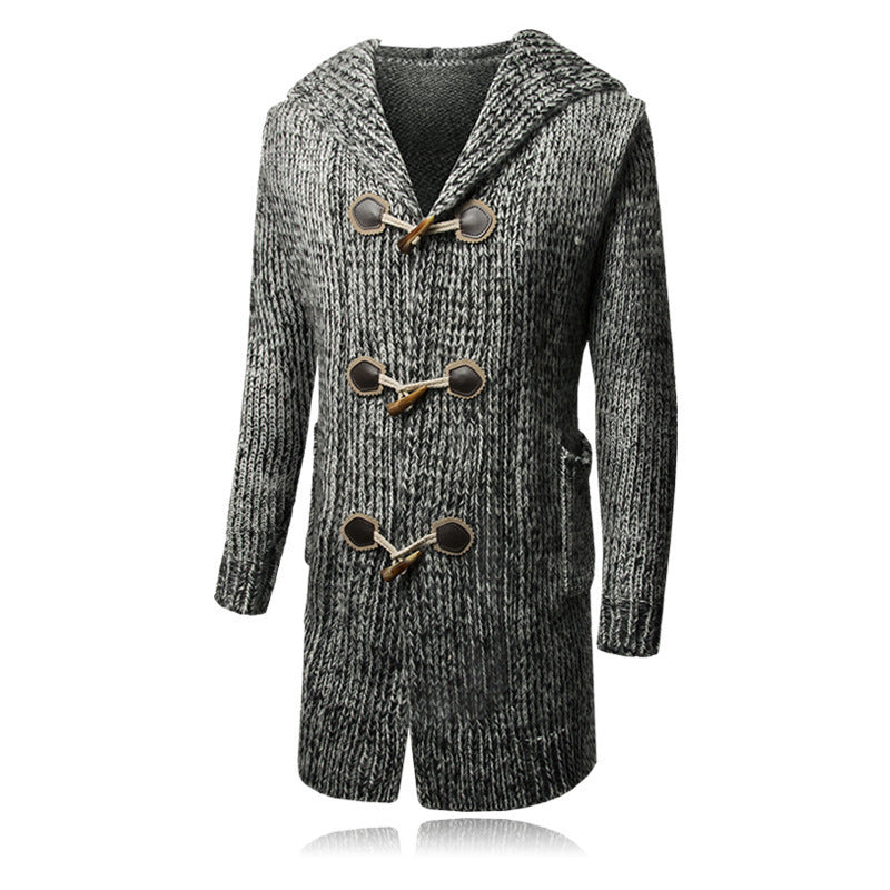 Osborn | Mens Long Hooded Toggle Knit Cardigan - 1