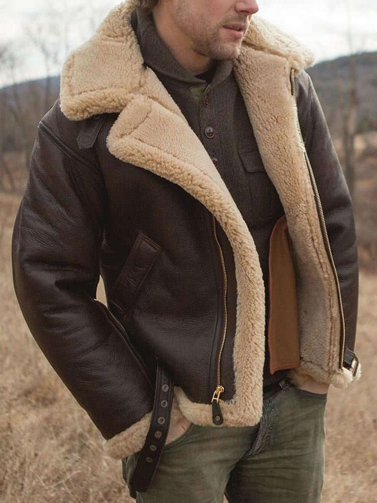 Otis | Mens Faux Suede Shearling Winter Sherpa Brown Soft Shell Jacket - Brown