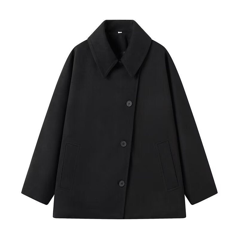 Ottilie | Womens Lapel Faux Fur Coat - Black
