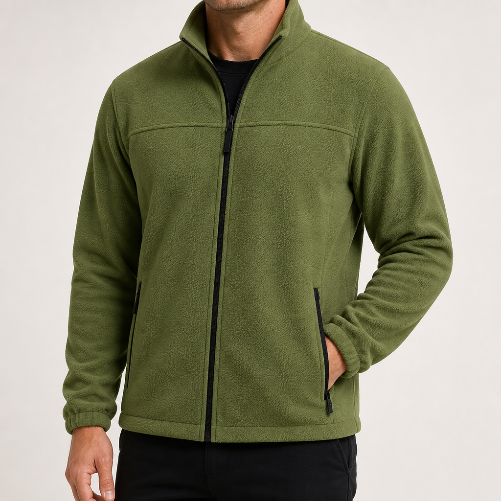 Ottoline | Mens Fleece Lined Winter Warm Stand Collar Jacket, Army Green