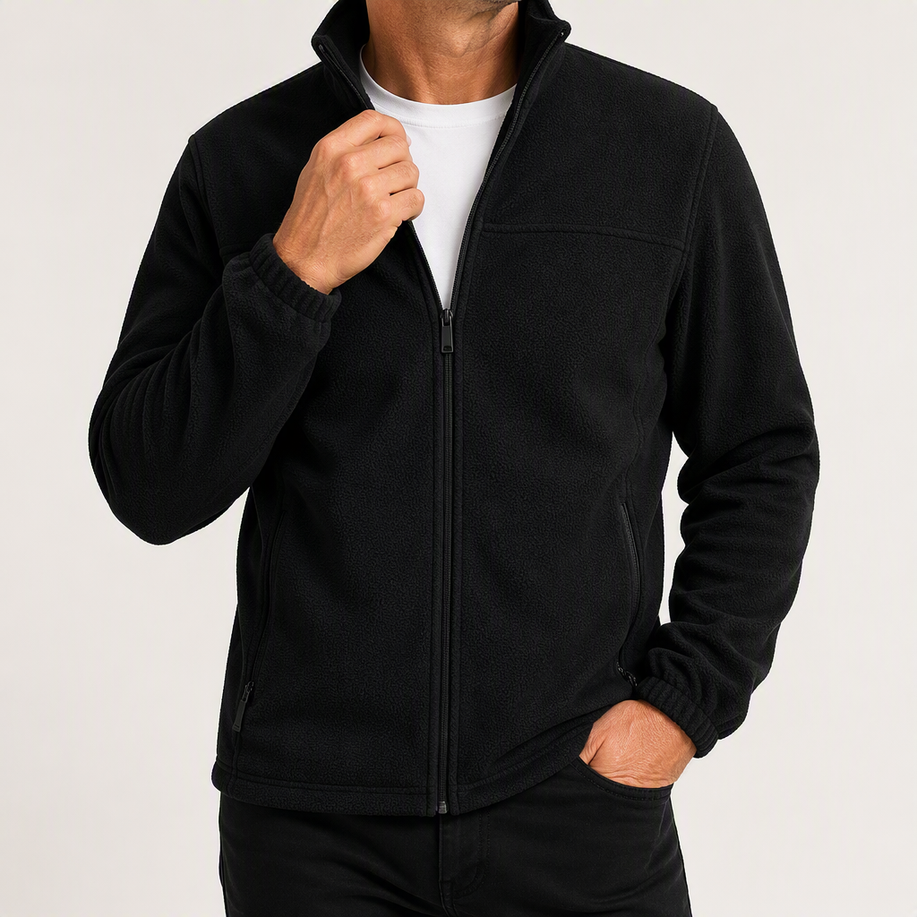 Ottoline | Mens Fleece Lined Winter Warm Stand Collar Jacket, Black