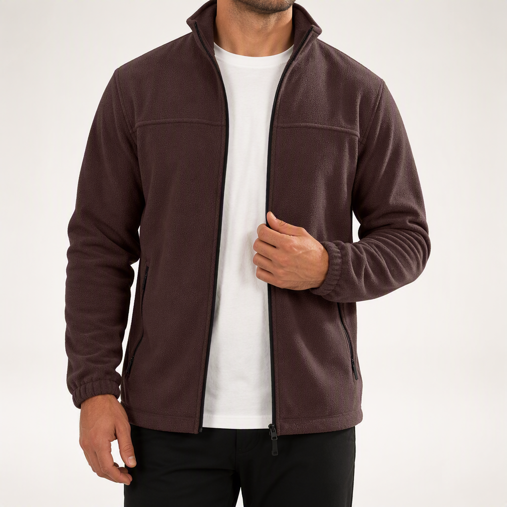 Ottoline | Mens Fleece Lined Winter Warm Stand Collar Jacket, Brown