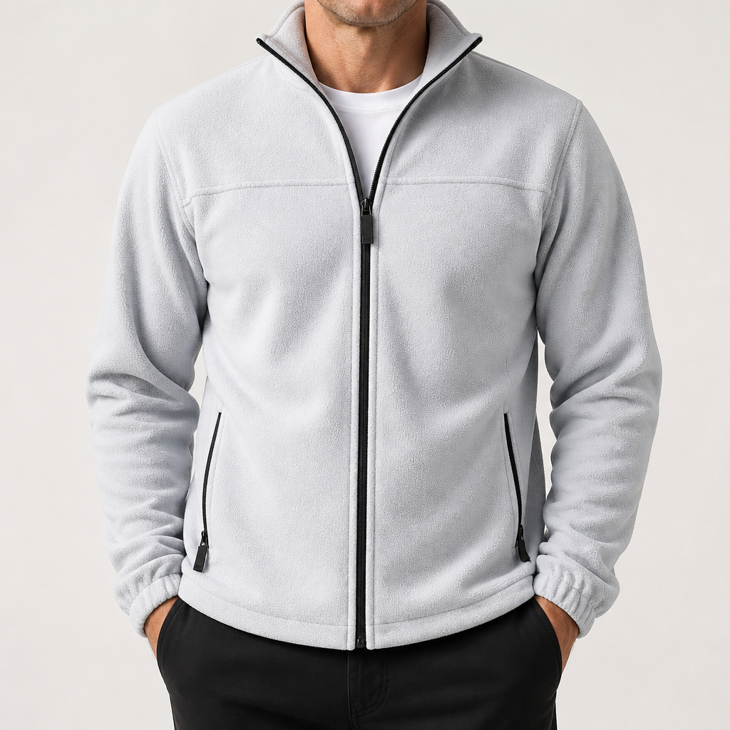 Ottoline | Mens Fleece Lined Winter Warm Stand Collar Jacket, Light Grey