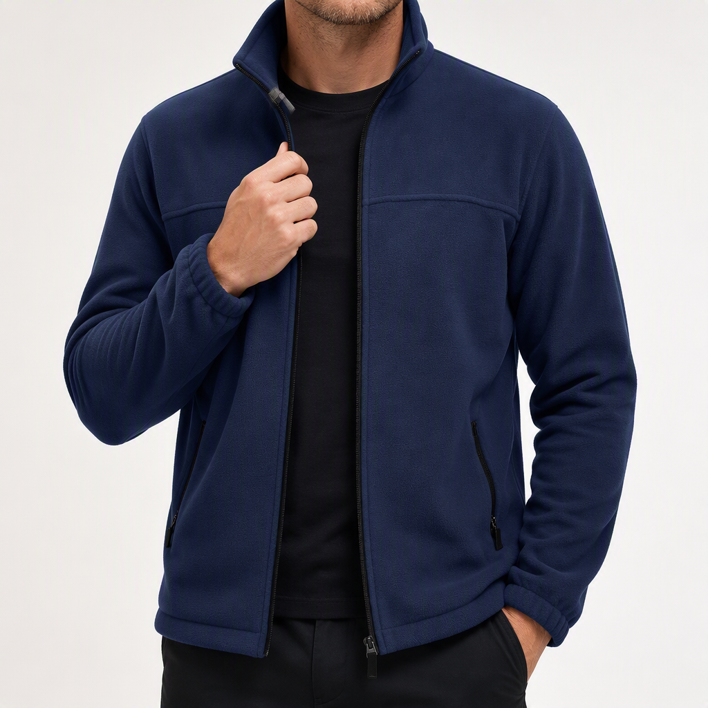 Ottoline | Mens Fleece Lined Winter Warm Stand Collar Jacket, Navy Blue