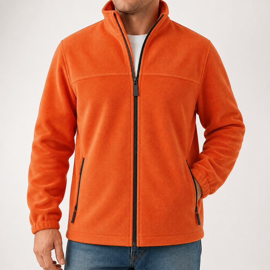 Ottoline | Mens Fleece Lined Winter Warm Stand Collar Jacket, Orange