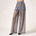 Ottoline | Womens Trousers Wide Leg High Waisted Casual Pants, Grey