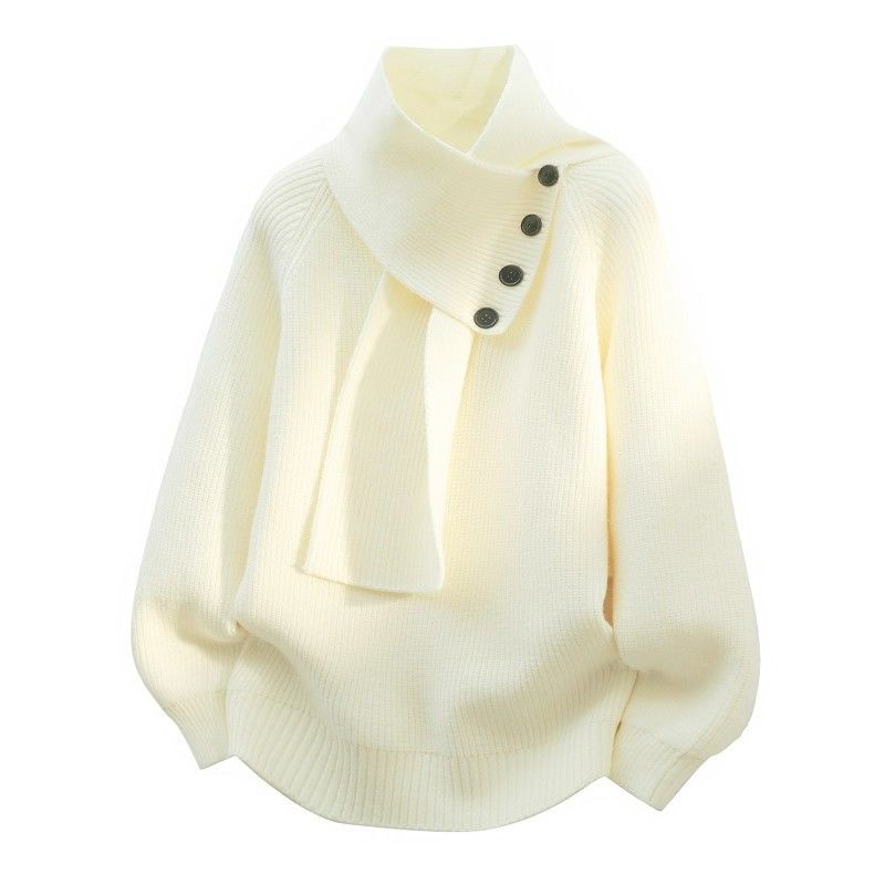 Pearl | Womens Scarf Collar Wool Knit Sweater