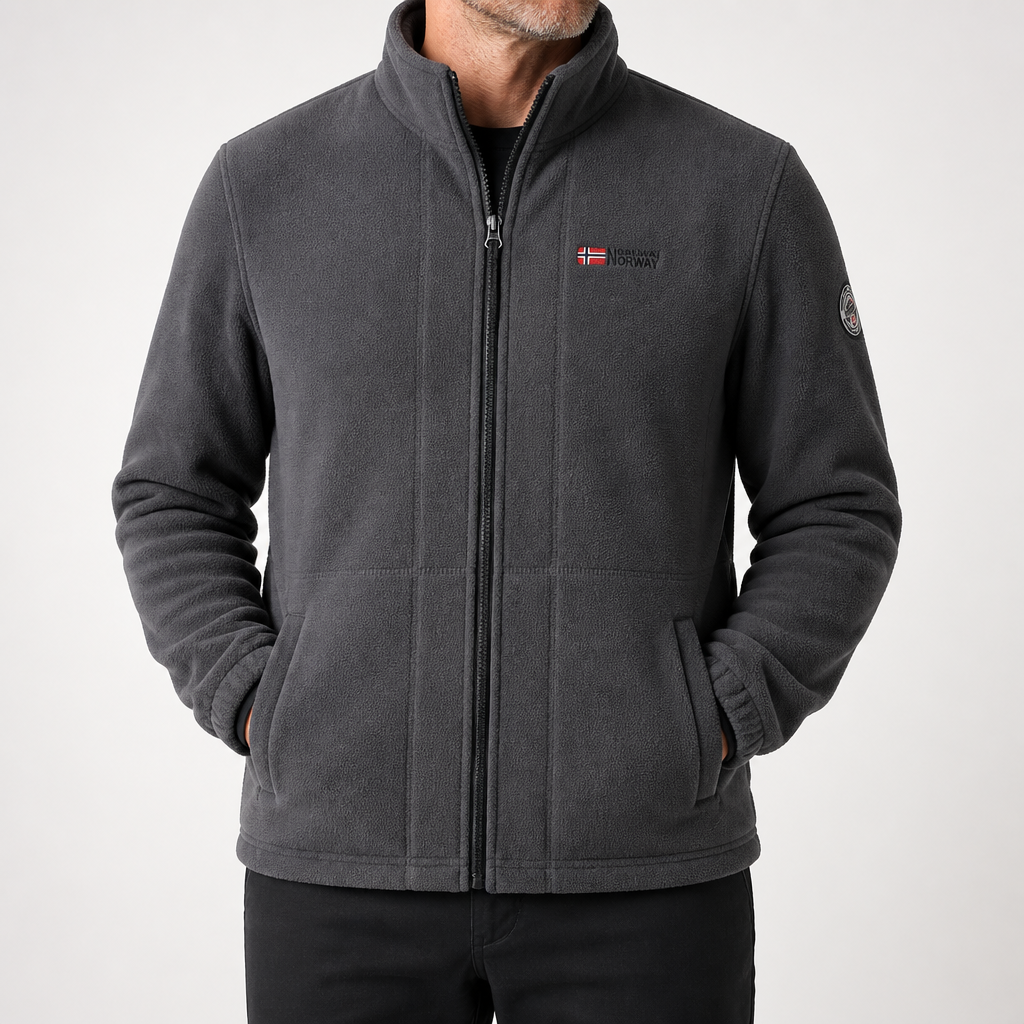 Percival | Mens Fleece Jacket Zip Up Warm Winter Casual Jacket, Grey