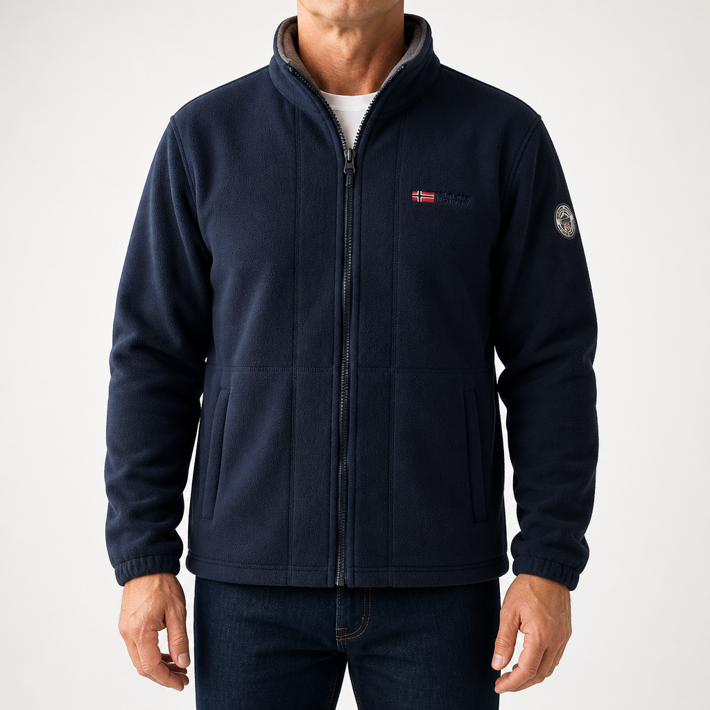 Percival | Mens Fleece Jacket Zip Up Warm Winter Casual Jacket, Navy Blue