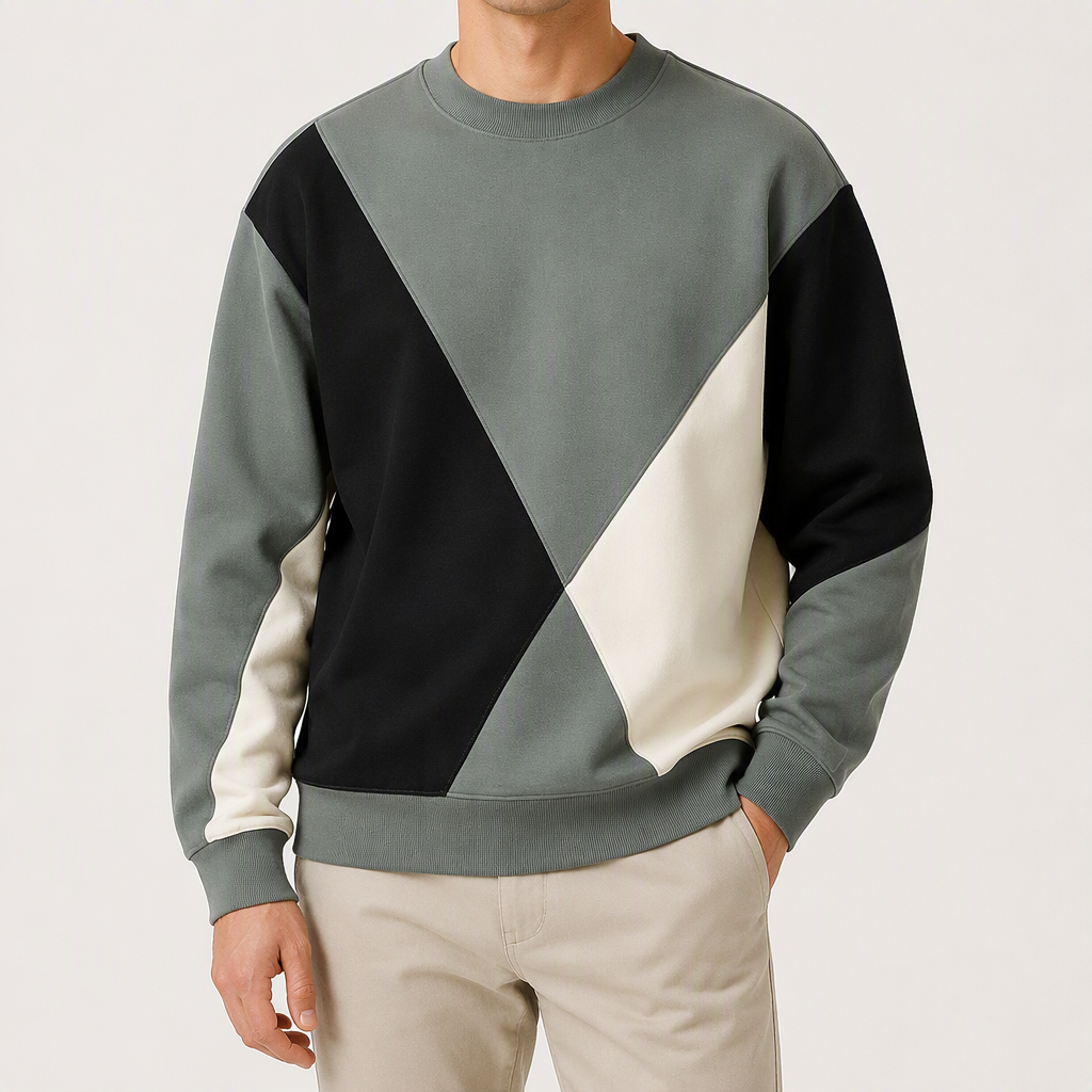 Percival | Mens Sweatshirt Round Neck Loose Casual Long Sleeve Pullover, Dark Green
