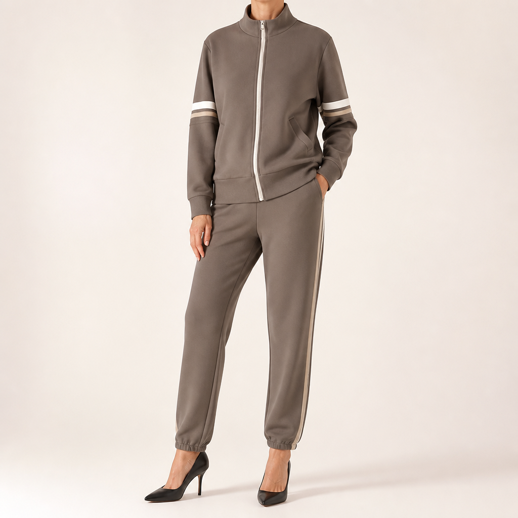 Percival | Womens Tracksuit Fleece Lined Cardigan Sports Two Piece Set Loungewear, Dark Coffee