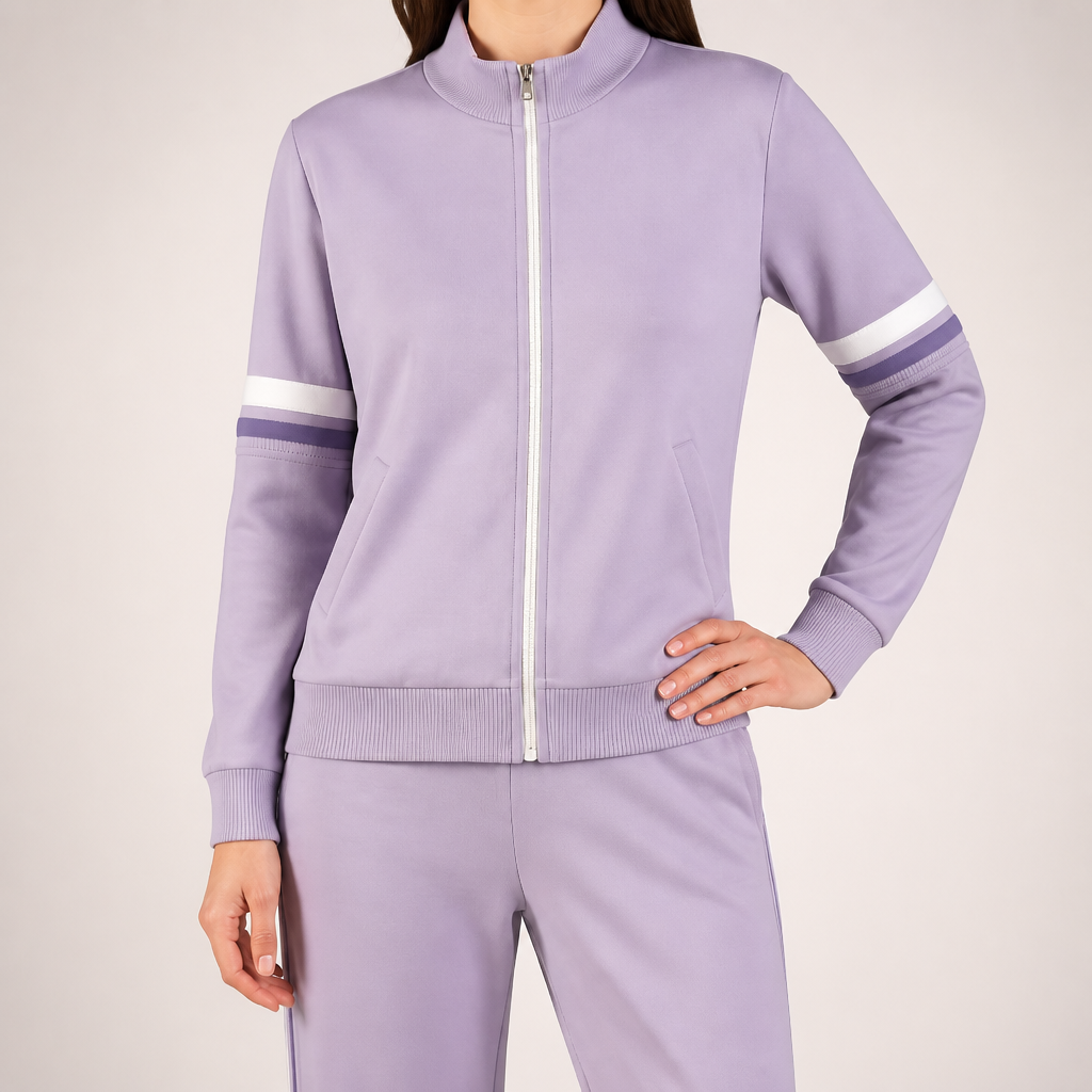 Percival | Womens Tracksuit Fleece Lined Cardigan Sports Two Piece Set Loungewear, Light Purple