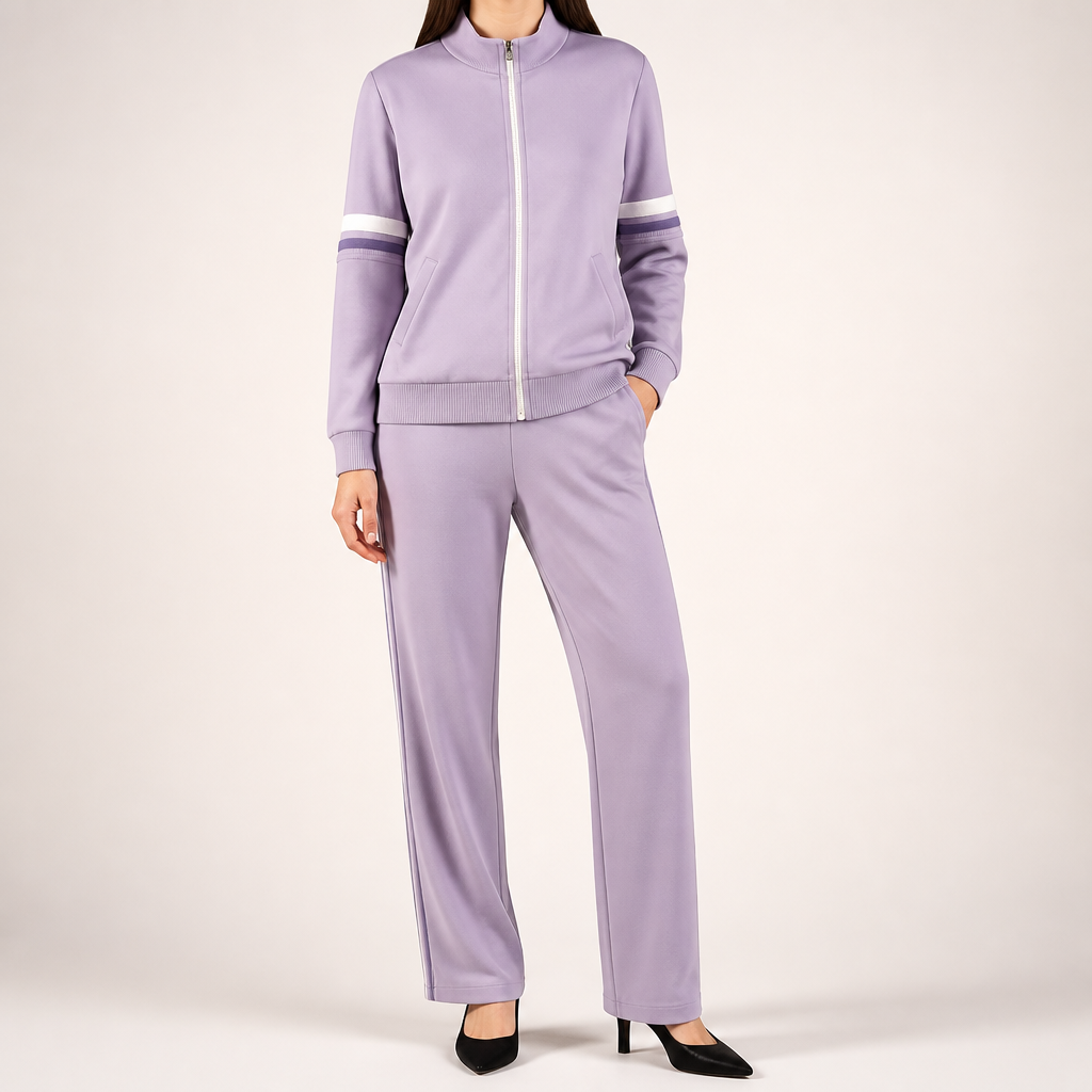 Percival | Womens Tracksuit Fleece Lined Cardigan Sports Two Piece Set Loungewear, Light Purple
