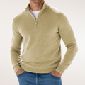 Peregrine | Mens Long Sleeve Zip Wool Casual Polo Shirt, Apricot