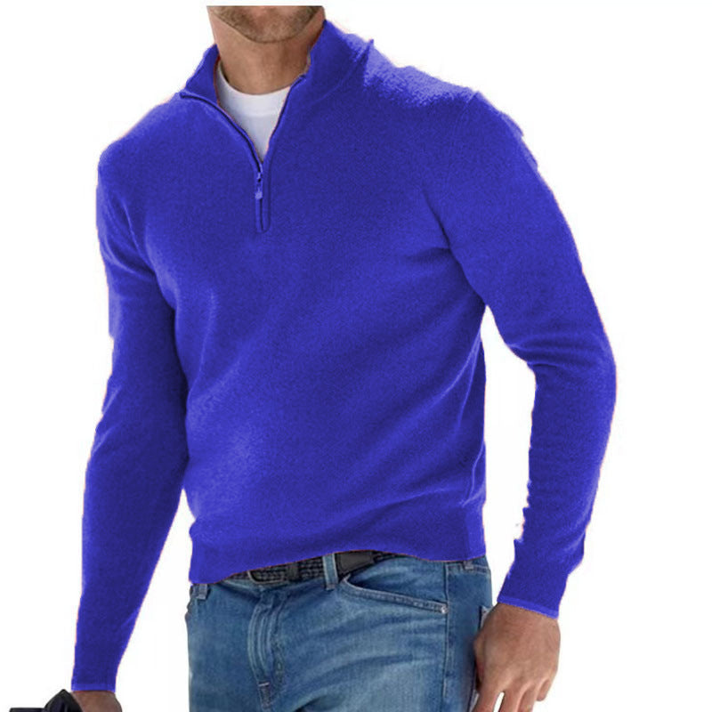Peregrine | Mens Long Sleeve Zip Wool Casual Polo Shirt - Blue