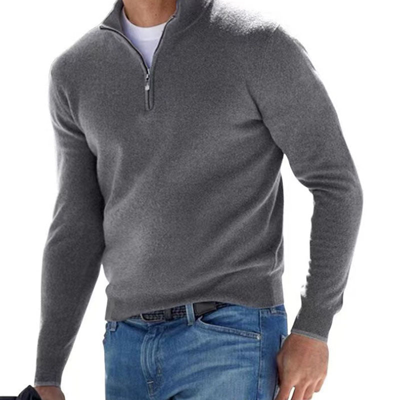 Peregrine | Mens Long Sleeve Zip Wool Casual Polo Shirt - Grey