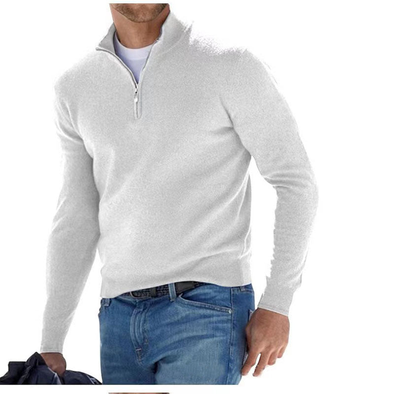 Peregrine | Mens Long Sleeve Zip Wool Casual Polo Shirt - White