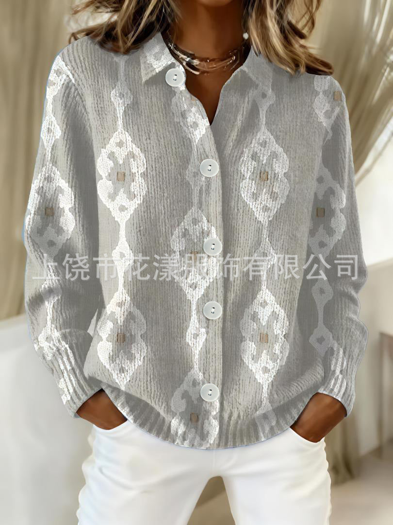 Persephone | Womens Chinese Style Print Cardigan Single Breasted Lapel - 7